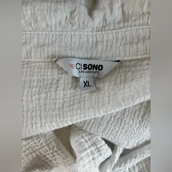 Ci Sono L.A Women’s Gauze Linen Button Down Blouse in True White Sz XL - Picture 4 of 4